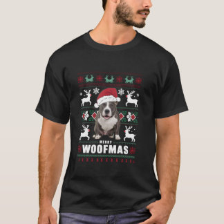 Prettig Kerstfeest Pitbull Terrier Puppie Hond Ker T-shirt