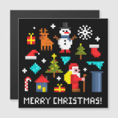 Prettig kerstfeest pixel tekenfilms (Voorkant / Achterkant)