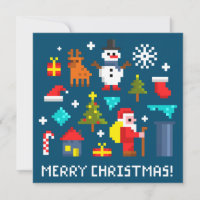 Prettig kerstfeest pixel tekenfilms