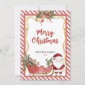 Prettig kerstfeest platte kerstkaart Kerstman slee (Voorkant)