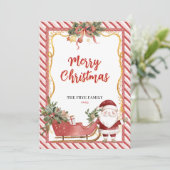 Prettig kerstfeest platte kerstkaart Kerstman slee (Staand voorkant)
