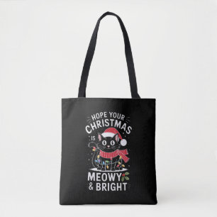 Prettig Kerstfeest, Poeslief en Licht Kat Kerstmis Tote Bag