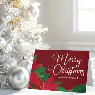 Prettig kerstfeest Poinsettia Elegante Rode Aangep Kaart