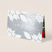 Prettig kerstfeest. Poinsettia frame Luxe Folie Kaarten (Voorkant)