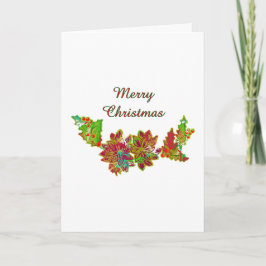 Prettig kerstfeest Poinsettia & Hulst Kaart