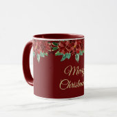 Prettig Kerstfeest Poinsettia Mok (Voorkant links)