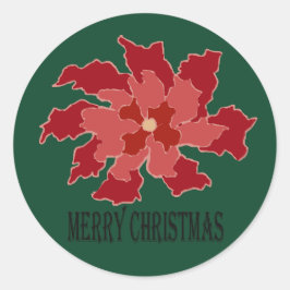 Prettig kerstfeest poinsettia ronde sticker