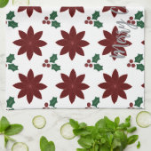 Prettig kerstfeest Poinsettia -  Theedoek (Gevouwen)