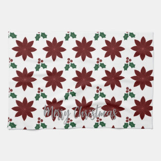 Prettig kerstfeest Poinsettia -  Theedoek