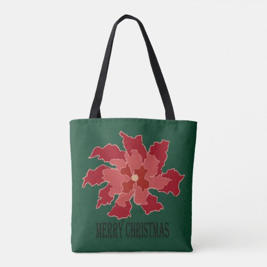 Prettig kerstfeest poinsettia tote bag (Achterkant)