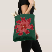 Prettig kerstfeest poinsettia tote bag (Dichtbij)