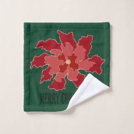 Prettig kerstfeest poinsettia washandje