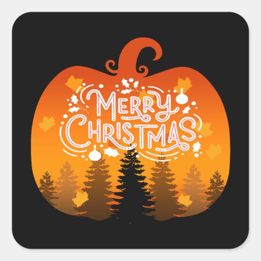 PRETTIG KERSTFEEST POMPOEN FEESTSEIZOEN VIERKANTE STICKER (Voorkant)