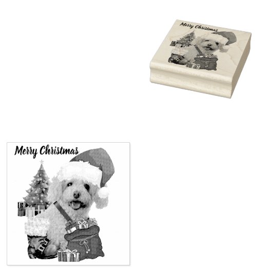 Prettig kerstfeest Poodle rubberen stempel (Gestempeld)