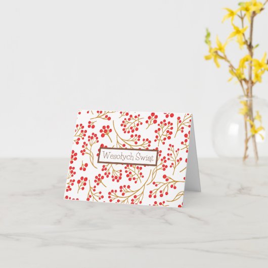 Prettig Kerstfeest, Poolse kerstkaart  Kaart (Gele Bloem)