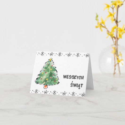 Prettig Kerstfeest Poolse Kerstmis Kaart (Gele Bloem)