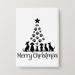 Prettig kerstfeest Poot Boom Hondenliefhebber Katt Button