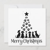 Prettig kerstfeest Poot Boom Hondenliefhebber Katt Feestdagenkaart (Voorkant)