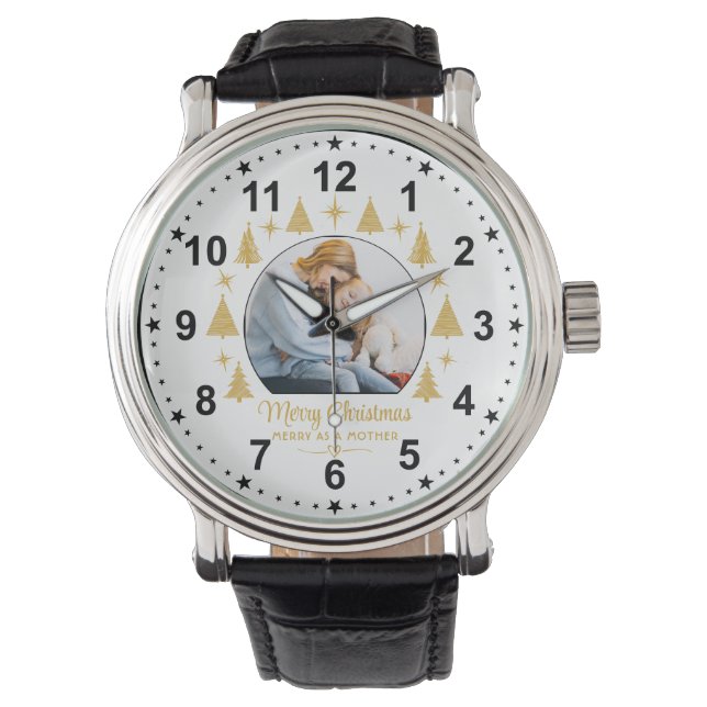 Prettig Kerstfeest Prettig Als Een Moeder Wit Goud Horloge (Voorkant)