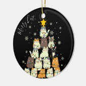 Prettig Kerstfeest Prettig Kat-Kerstmis Kattenboom Keramisch Ornament (Links)