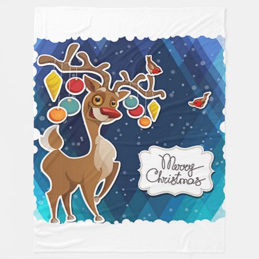Prettig kerstfeest Pronkende rendieren Fleece Deken (Voorkant)