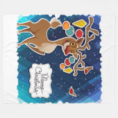 Prettig kerstfeest Pronkende rendieren Fleece Deken (Voorkant (Horizontaal))