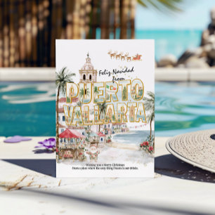 Prettig Kerstfeest Puerto Vallarta Tropisch Kers Briefkaart