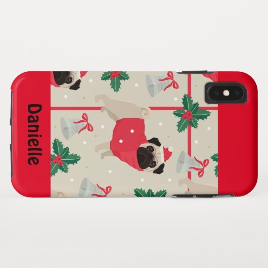 Prettig kerstfeest PUG Case-Mate iPhone Case (Achterkant (horizontaal))