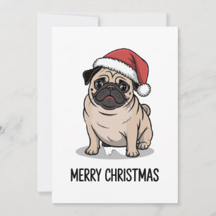 Prettig kerstfeest Pug Hond Kerstmannenhoed Vakant Kaart