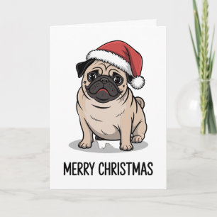 Prettig kerstfeest Pug Hond Kerstmannenhoed Vakant Kaart