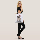 Prettig kerstfeest Pug Hond Sinterklaas Hoed Kerst Tote Bag (Op model)