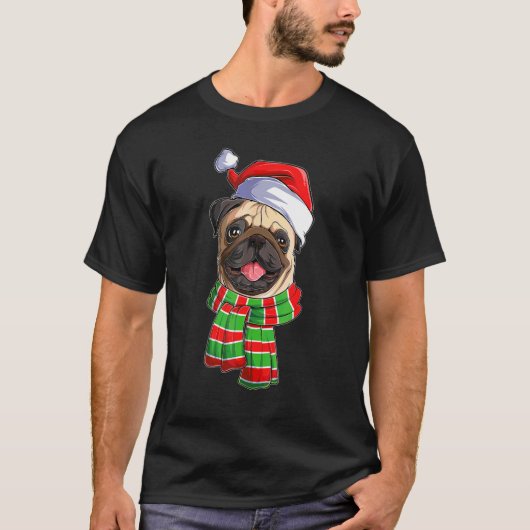 Prettig kerstfeest Pug hondenras T-shirt (Voorkant)