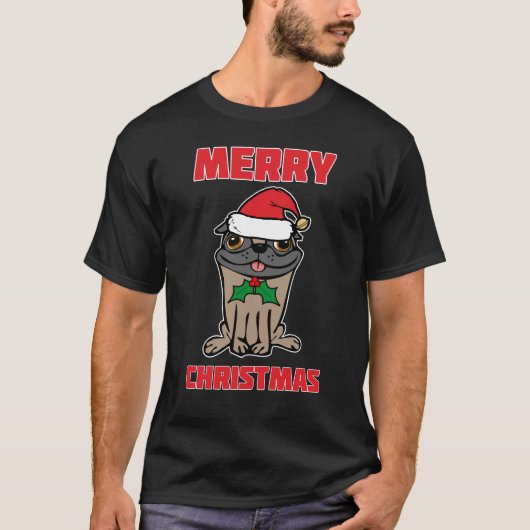 Prettig kerstfeest Pug T-shirt (Voorkant)