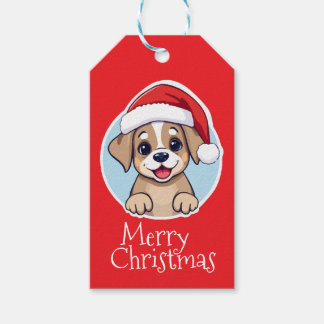 Prettig kerstfeest Puppy Cadeaulabel