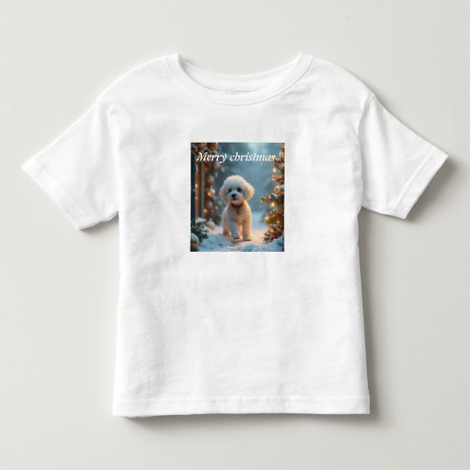 Prettig kerstfeest puppy kinder shirts (Voorkant)