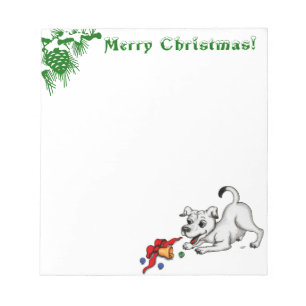 Prettig kerstfeest! Puppy met Bel en Bal Notitieblok