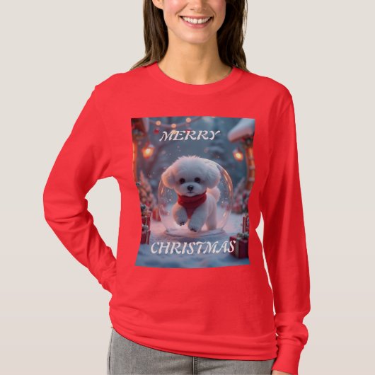 Prettig kerstfeest puppy t-shirt (Voorkant)