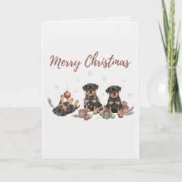 Prettig kerstfeest Puppy's Kaart Drie Kerst Pup