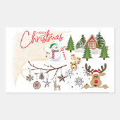 Prettig kerstfeest rechthoekige sticker (Voorkant)