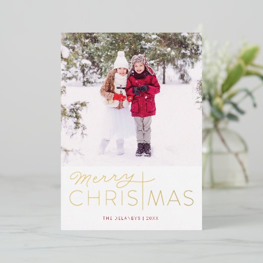 Prettig kerstfeest Religieuze folie kerstkaart Folie Feestdagenkaart (Staand Voorkant)