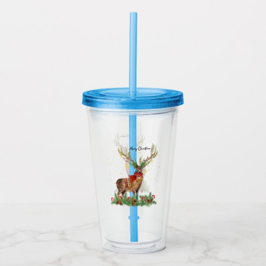 Prettig Kerstfeest Rendier Acryl Drinkbeker (Voorkant)