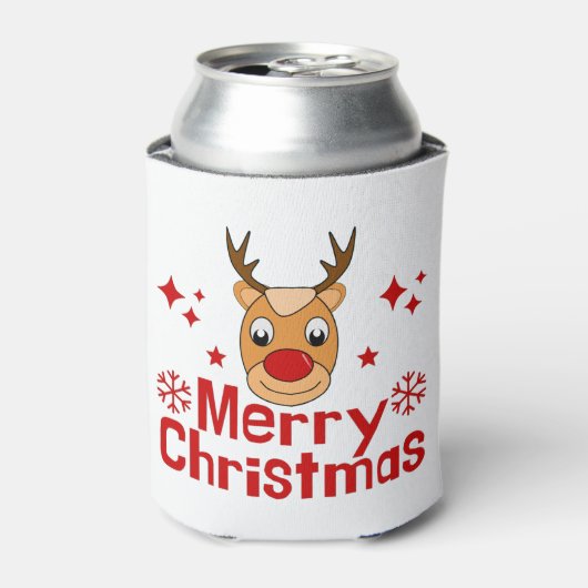 Prettig kerstfeest rendier blikjeskoeler (Blikje Voorkant)