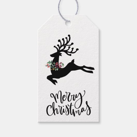 Prettig kerstfeest rendier cadeaulabel (Voorkant)