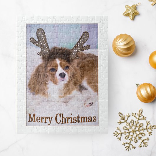 Prettig kerstfeest Rendier Cavalier King Charles Legpuzzel