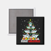 Prettig kerstfeest Rendier Elf Kerstman Cruisesche Magneet (Voorkant / Achterkant)
