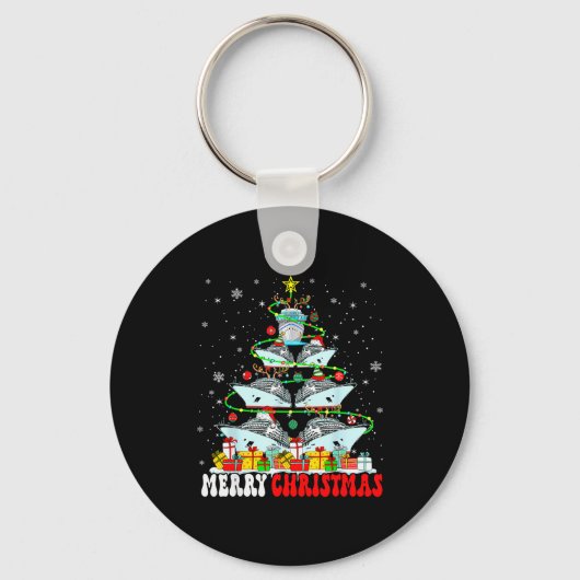 Prettig kerstfeest Rendier Elf Kerstman Cruisesche Sleutelhanger (Voorkant)