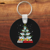 Prettig kerstfeest Rendier Elf Kerstman Cruisesche Sleutelhanger (Voorkant)