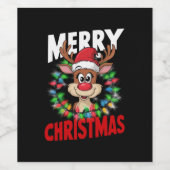 Prettig kerstfeest rendier Kerst vakantie Wijn Etiket (Enkel label)