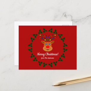 Prettig kerstfeest! Rendier kerstkaart Briefkaart