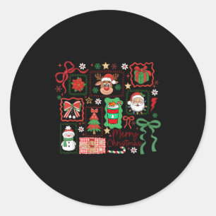 Prettig kerstfeest rendier kerstman sneeuwpop Coqu Ronde Sticker